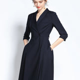 Concealed Waist Navy Blue Dress