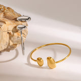 Irregular Water - Drop Open Stainless Steel Bangle