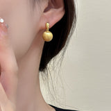 S925 Silver Needle Matte Metal Ball Drop Earrings