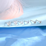 Shiny Zircon Heart Stud Earrings