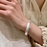 925 Silver Brushed Matte Wide Cuff Bracelet