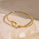 Stainless Steel Open Heart Cuff Bangle