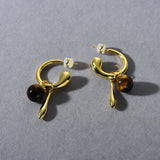 Gold - Tone Vintage Tiger's Eye Drop Earrings