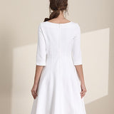 White Boat Neck Dress