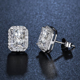 Square Full-Diamond Zircon Women's Stud Earrings