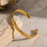 Stainless Steel Wavy Open Cuff Bangle
