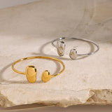 Irregular Water - Drop Open Stainless Steel Bangle