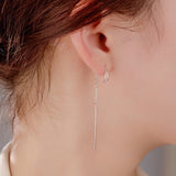 999 Silver Hollow Water Drop Ear Threads
