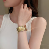 Oversized Irregular Open Metal Cuff Bracelet