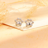 Silver Cat Paw Stud Earrings