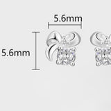 S999 Silver Bowknot Stud Earrings