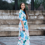 Hydrangea Bloom Belted Maxi Dress