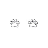 Silver Cat Paw Stud Earrings