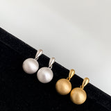 S925 Silver Needle Matte Metal Ball Drop Earrings