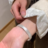 925 Silver Brushed Matte Wide Cuff Bracelet