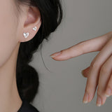 Shiny Zircon Heart Stud Earrings