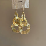 Gold Multi - Layered Circular Hollow Statement Drop Earrings
