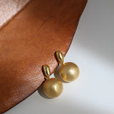 S925 Silver Needle Matte Metal Ball Drop Earrings