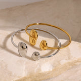 Irregular Water - Drop Open Stainless Steel Bangle
