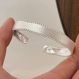 925 Silver Brushed Matte Wide Cuff Bracelet