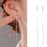 999 Silver Hollow Water Drop Ear Threads