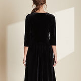 Black V-neck Mid Length Dress