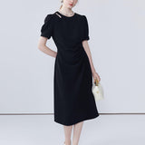 Round Neck Bubble Sleeve Dress