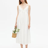 White V-neck Spaghetti Strap Dress