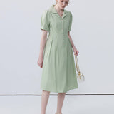Collar Breasted Waist Cinching Dress