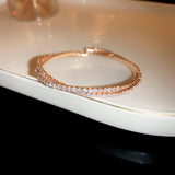 Rose Gold-Plated Zircon Titanium Steel Double-Layer Women’s Cuff Bangle