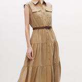 Collar Sleeveless Mid Length Dress