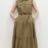 Collar Sleeveless Mid Length Dress