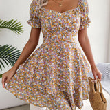 Floral Tie - Waist Flare Dress