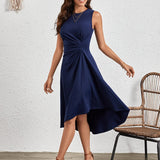 Sleeveless Ruched A-Line Midi Dress