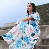 Hydrangea Bloom Belted Maxi Dress