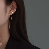 S925 silver brushed cube long tassel earrings