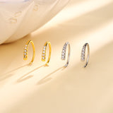 C - Shaped Zircon Row Hoop Earrings