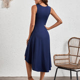 Sleeveless Ruched A-Line Midi Dress