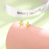 Asymmetric Four - Pointed Star Stud Earrings