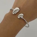 Irregular Water - Drop Open Stainless Steel Bangle