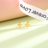 Asymmetric Four - Pointed Star Stud Earrings