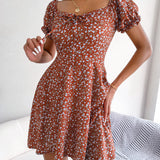 Floral Tie - Front Flutter Sleeve Dress
