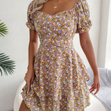 Floral Tie - Waist Flare Dress