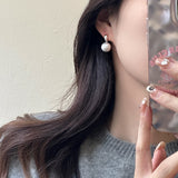 S925 Silver Needle Matte Metal Ball Drop Earrings