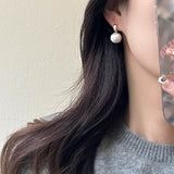 S925 Silver Needle Matte Metal Ball Drop Earrings