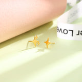 Asymmetric Four - Pointed Star Stud Earrings