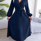 V-Neck Pleated Maxi Dress