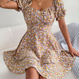 Floral Tie - Waist Flare Dress