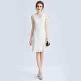 Fishtail V-neck white dress