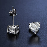 Minimalist Heart-Shaped Single-Diamond Simulated Moissanite Stud Earrings
